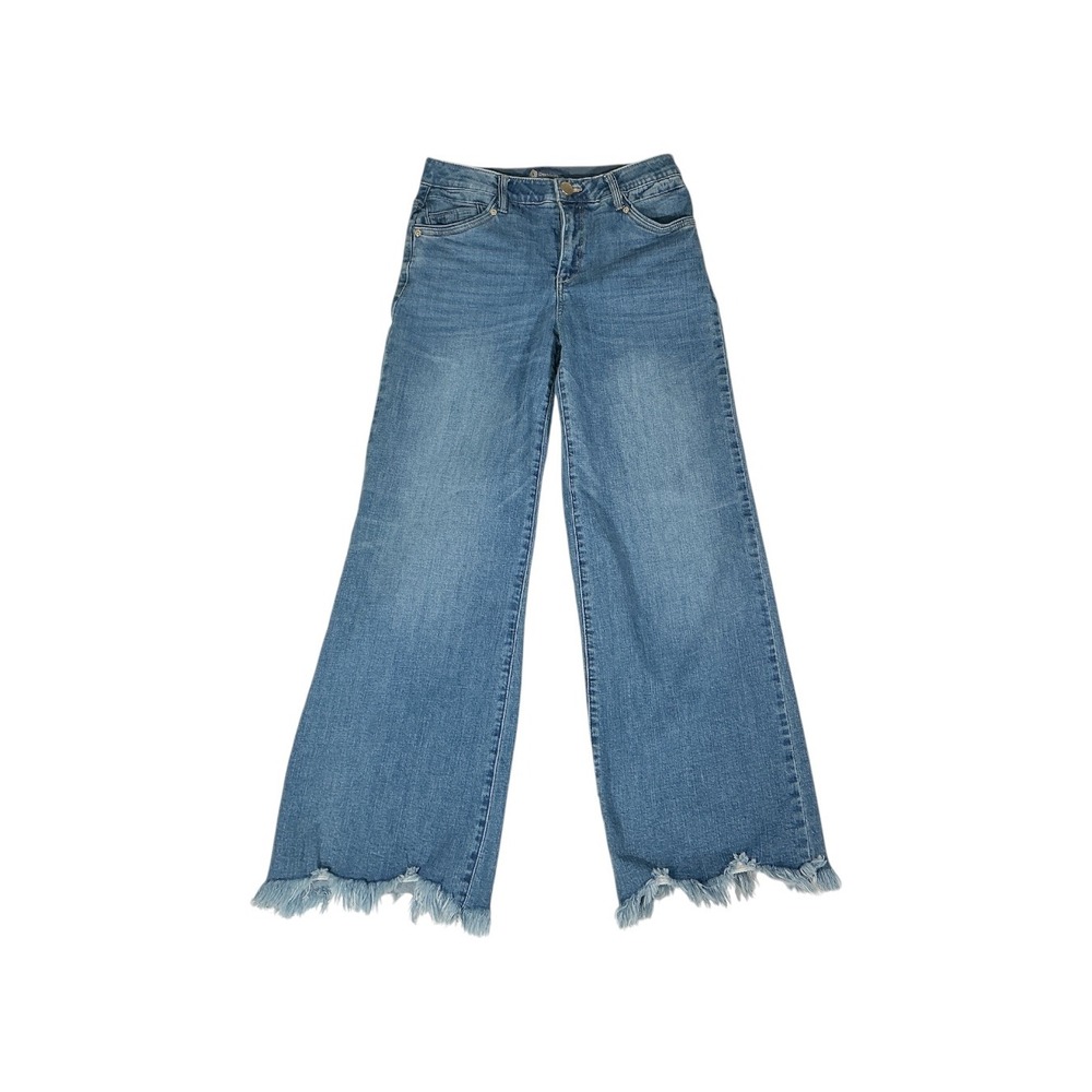 Democracy Ab Solution Jeans Women's 6 Wide Leg Frayed Raw Hem Stretch Denim